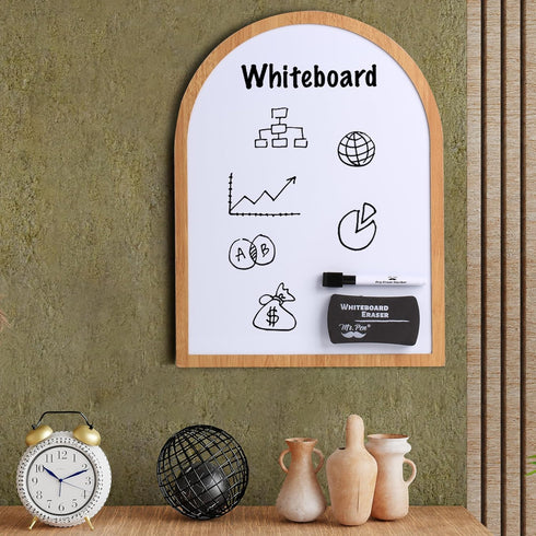 Mr. Pen Dry Erase Board 16" x 12", Wooden Frame, Boho Design, Small White Board for Kids and Students