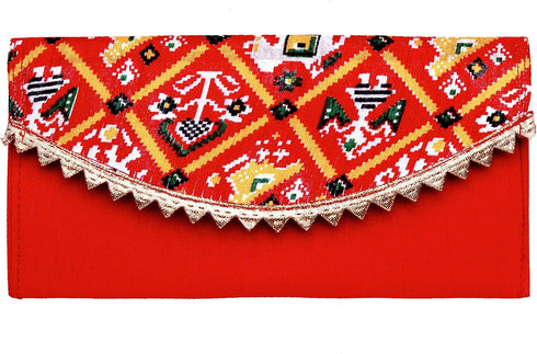 Set of 3 Money Envelopes Shagun Lifafa Indian Handmade Fabric Indian Brocade Money Cash Gift Envelope Wedding Housewarming Gifts Return Gifts Card Holder tip Fancy Money Holder Bag (Size:-4"x 8")(Red)