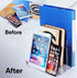 Desk Organizer, Acrylic File Sorter, 4 Section Clear Desktop Holder for Office Mail, Letters, Electronics, Makeup