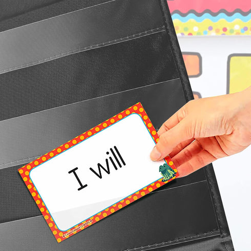 Eamay Standard Pocket Charts, Black Classroom Pocket Chart for Teacher Supplies (28W*28L)