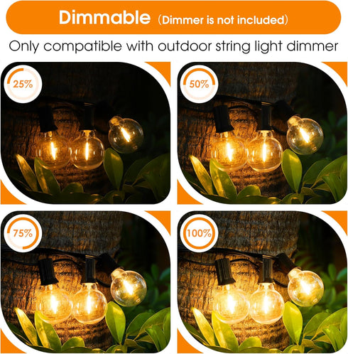 Mlambert G40 LED Replacement Light Bulbs for String Lights, Dimmable E12 Base Shatterproof Bulbs, 1W Equal to 5W, Amber Warm 2200K, 25Pack, Not Solar by Mlambert