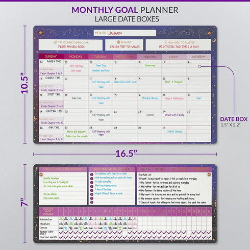 White Board Calendar Dry Erase, Magnetic Planner for Fridge & Wall - 10.5" x 16.5" with 5 Markers & 6 Adhesive Hooks