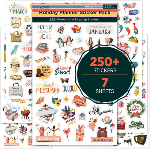 Happy Holiday Seasonal Planner Stickers, 500+ Cute Stickers for Daily Planners, Monthly Events, Journal