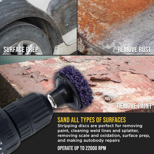 11-Piece 2" Set 10 1/4" Dura-Gold Diameter Abrasive Stripping Brush Wheel - Quick Change Discs with Roll Lock