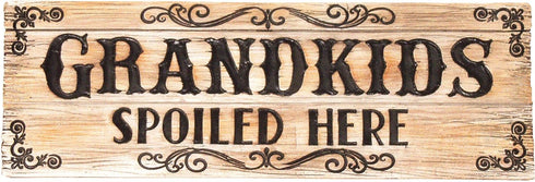 Spoontiques Grandkids Spoiled Here Desk Sign, Brown, 2.75 Diameter x 1 Width x 7.75 Height Inches