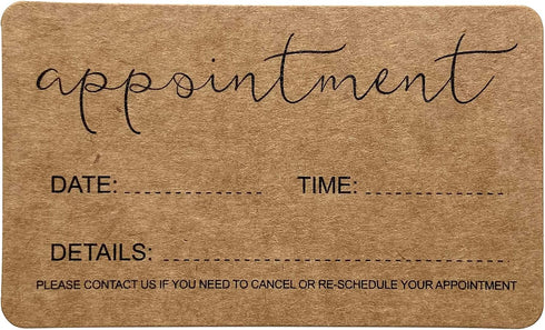 RXBC2011 Appointment Reminder Cards Kraft for Beauty, Makeup, Hair, Nail Salon, Barber Shop, Pack of 100
