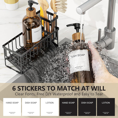 Set 2 Pack 16.9oz Set Cisily Kitchen Dish Soap Dispenser with Amber Glass Bottle and Sponge Holder, Dish Soap