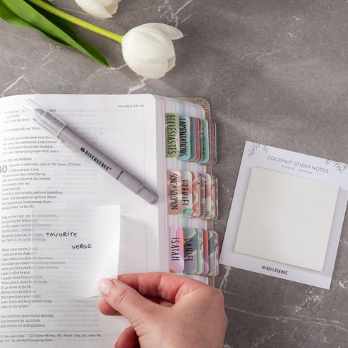 DiverseBee 50 Sheets Pastel Transparent Sticky Notes, 3x3” Clear Sticky Tabs, Translucent Page Flags, Planner