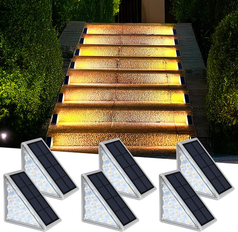 IP67 6 Pack LED Solar Step Lights Waterproof Outdoor Stair Lights, Solar Deck Lights Outdoor Decor Solar Decoration