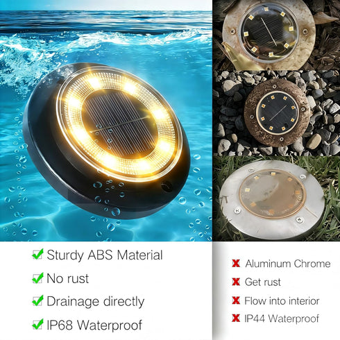 2-in-1 8 Pack) Flacchi Solar Lights Outdoor Waterproof - Solar Powered Ground Lights Outdoor Solar Disk Light Landscape