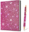 Notebook and Rhinestone Pen Sets, A5 Diamond Crystal Notebook, Crystal Pen, Bling Office Accessories, Rose Red
