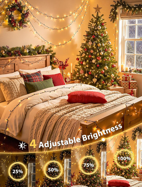 33 100 Hopolon String Lights Indoor Outdoor, FT LED Christmas Lights with Remote, Connectable Green Wire Twinkle Fairy