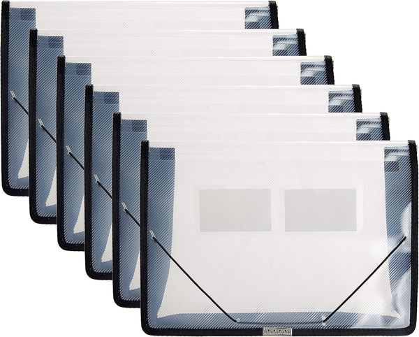 FANWU 6 Pack Plastic Expanding File Wallet, Document Organizer, Letter Size, Clear Colored Poly A4