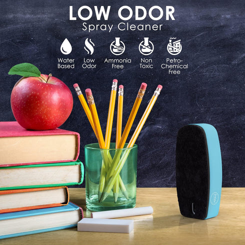 Loddie Doddie 2 in 1 Magnetic Dry Erase Eraser, White Board Cleaning Spray & Ergonomic Whiteboard Eraser (Teal)