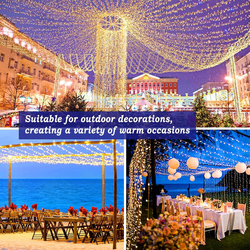 197FT 500 8 KNONEW LED Christmas Lights Outdoor String Lights Modes & Memory Fairy Light Plug in Waterproof LED String