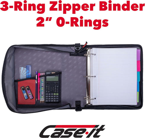 Case-it The Universal Zipper Binder, 2 Inch O-Rings, Holds up to 13 Inch Laptop/Tablet, Magenta LT-007