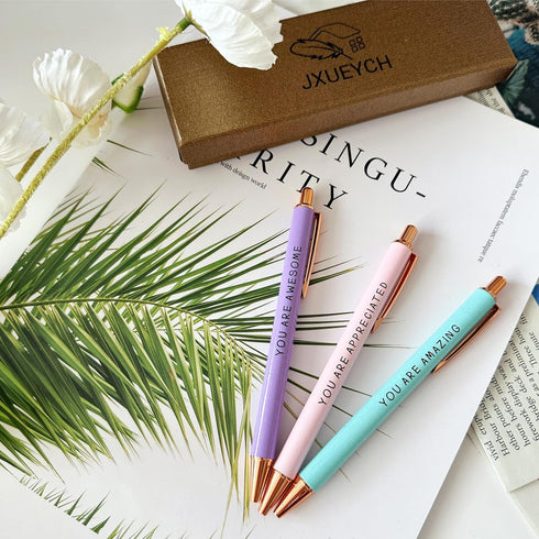 Jxueych Fancy Ballpoint Pen Appreciation Gift Set, Black Ink 1.0mm Medium Point, Thank You Gifts for Women, Boss,