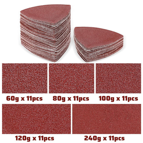 55Pcs Oscillating Tool Sanding Pad Triangle Sanding Pads Set 60/80/100/120/240 Grit for Finishing Wood Sanding Plaster