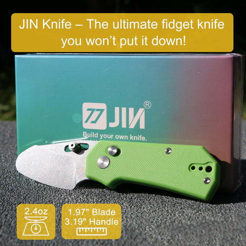1.97 G10 JIN Rhino Jr. Kids Pocket Knife, Fidget Toy Knife, DIY Kit, Unsharpened Steel Blade, Safety Rounded Tip