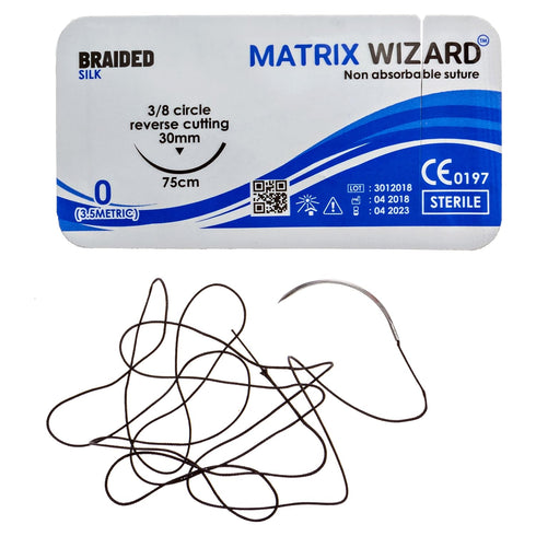 (16 0, 2/0, 3/0, 4/0 12 28PK Sterile Sutures Thread with Needle Plus Tools - First Aid Field Emergency, Trauma Practice