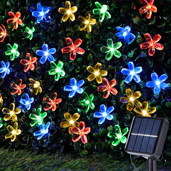 Joomer Outdoor Solar String Lights, Flower String Lights, 50LED Cherry Blossoms String Light