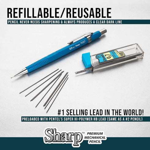 Pentel Sharp Mechanical Drafting Pencil, 0.9 mm, Yellow Barrel, 2/Pack