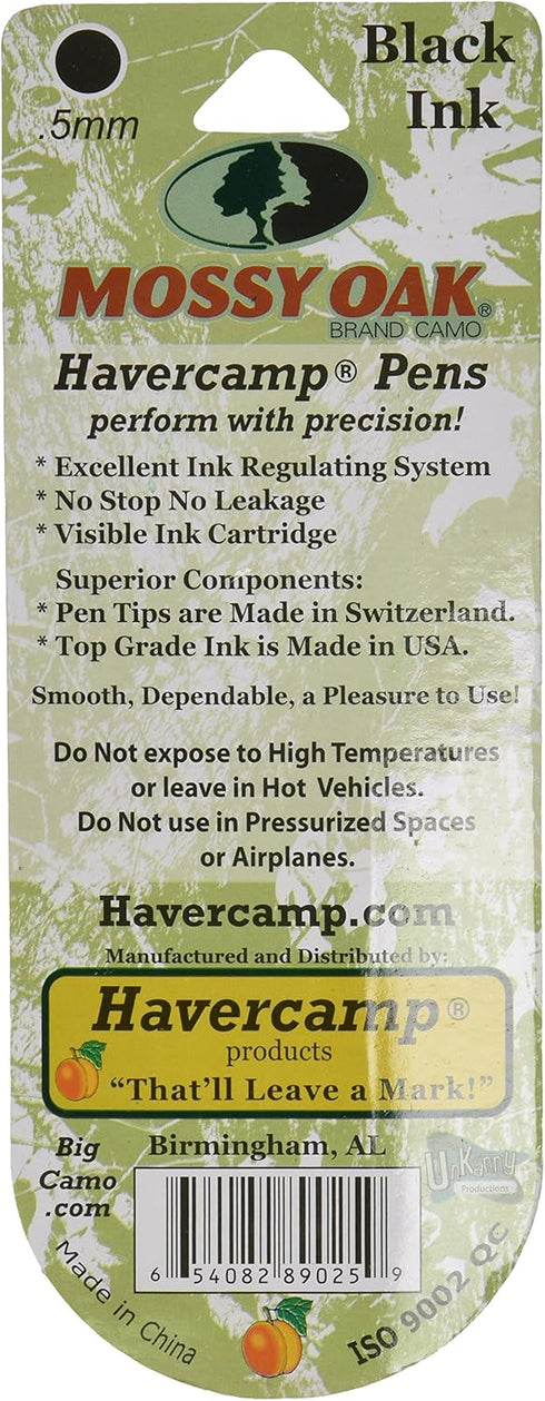 Havercamp Roller Pen, Mossy Oak Camo, Black Ink (2 pack)
