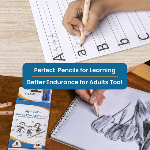 Learning Pencils For Toddlers 2-4 Years - Kids Pencils for Beginners, Jumbo Triangle Shape with Soft Graphite (8pk +