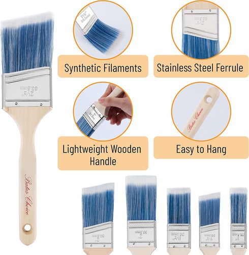 Bates Paint Brushes, 2.5 inches, 2 Pack Angle Brushes for Walls, Stain, Furniture Painting