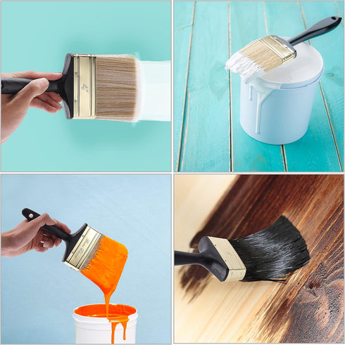 Bates Deck Stain Brush, 4 Inch Soft Tip Paint Brushes for Walls, Trim, Oil Paint