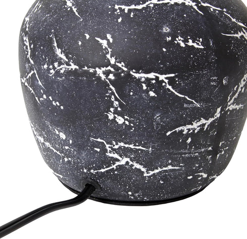 LT1170-BLK 12.4" Simple Designs Chic Glow Rounded Marble Inspired Concrete Table Lamp with Fabric Shade, Bedroom