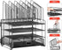 Marbrasse Desk Organizer with Drawer, 4-Tier Mesh File Organizer with 5 Vertical Holders and 2 Pen Holders