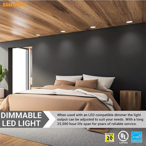 Sunlite 81393 LED 90 CRI R20 Recessed Light Bulb - 8 Watts (50W=), 525 Lumens, Dimmable, 5000K Daylight