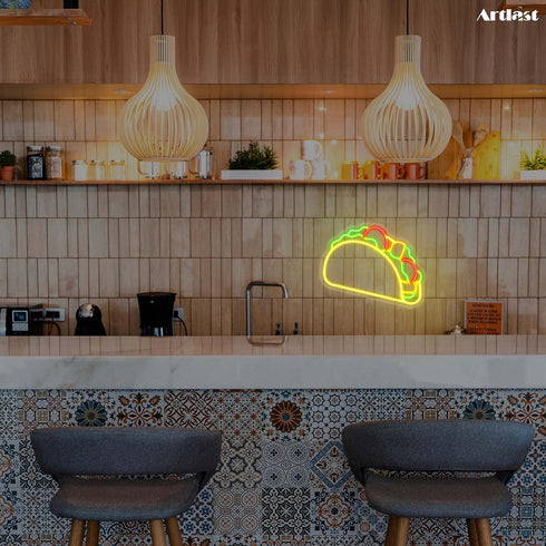 Artlast Tacos Shaped Neon Sign LED Neon Taco Signs for Mexican Food Restaurant Wall Decor Tacos Decorations for Taco