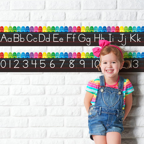 Set, 15 26 0-20 Alphabet Bulletin Board PCS Crayon Die-Cut ABC Wall Decorations Upper & Lower Case Letters Plus Numbers