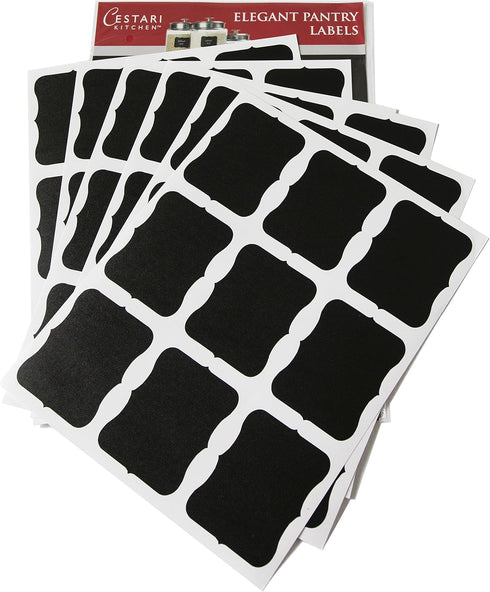 Cestari Large Chalkboard Labels, 54-Pack Black Reusable Jar Labels for Organizing Kitchen & Pantry