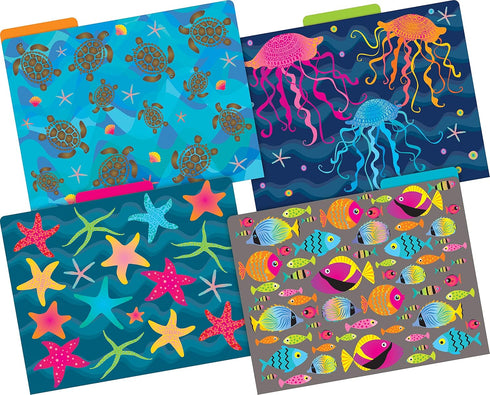 Barker Creek Kai Ola Sea Life File Folders - 14pt Stock, Set of 24, Multi-Design Set, Letter Size, 24/Set
