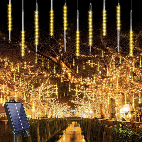 Blingstar Meteor Shower Lights, Upgraded 16 Inch 10 Tubes 360 LED Falling Rain Lights, Warm White for Outdoor