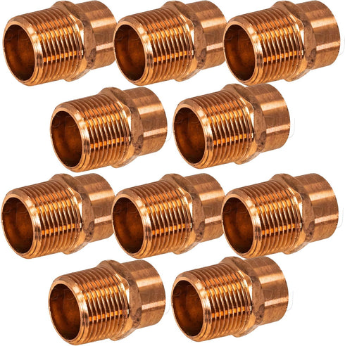 10-Pack 1/2-Inch Copper Male Adapter CxM, Sweat x MNPT, Certified Safe for Potable Water
