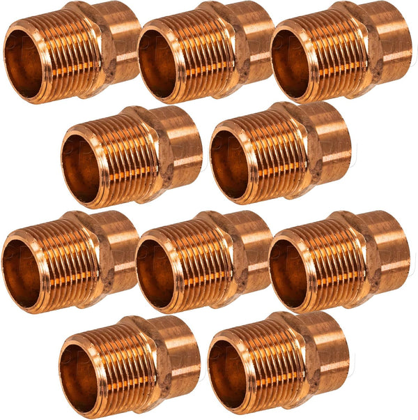 10-Pack 1/2-Inch Copper Male Adapter CxM, Sweat x MNPT, Certified Safe for Potable Water