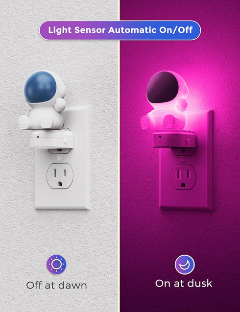 3D 3000K, 3 L LOHAS LED Night Light for Kids, Space Night Light Plug in, Dusk to Dawn Nursery Night Lights, RGB+Soft