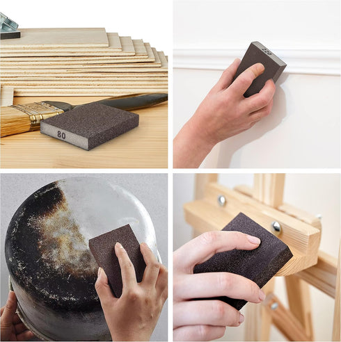 Bates Sanding Sponge, 4 Pack, 60/80/120/220 Grit Assortment, Washable and Reusable Sanding Blocks