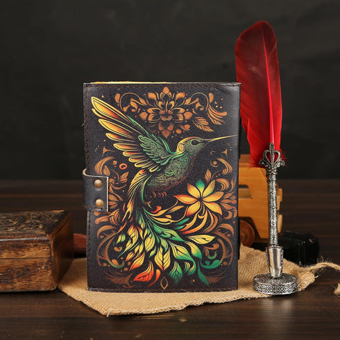 Blank Book of Shadows Spell Leather Journal, Vintage Notebook with 200 Pages for Wiccan Sketching