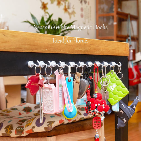 Neosmuk Magnetic Hooks - Heavy Duty Earth Magnets with Hook for Refrigerator, Extra Strong for Hanging