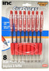 INC Retractable Ball Point Pens, 1.0 mm, Red Ink, 8-Pack