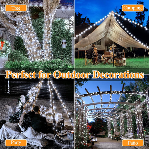 2 Pack 480LED 158FT, IP67 8 Solar String Lights Total Waterproof Solar Lights for Outside with Modes, Upgraded Solar