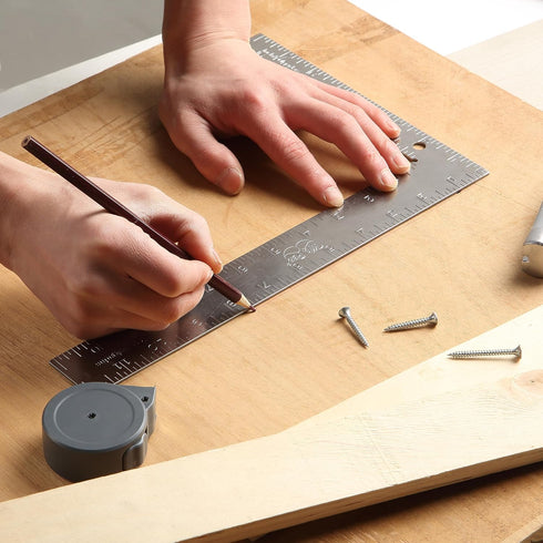 Mr. Pen Framing Square - 8 inch x 12 inch Silver Carpenter Square, Right Angle Ruler, Framing Tools