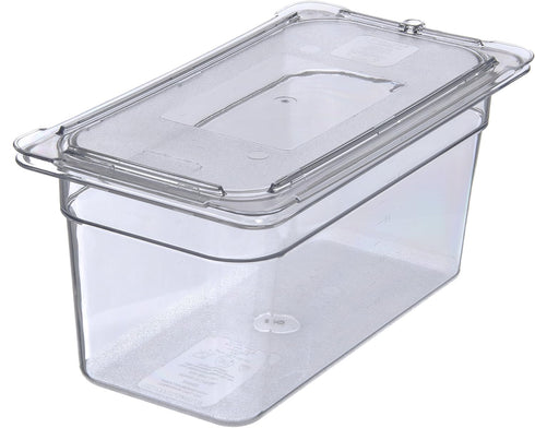 Carlisle FoodService Products Storplus 1/3 Size Universal Lid, Clear, Flat Food Pan Lid for Catering