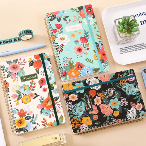 Notebook - 3 Pack A5 Lined Journal Notebooks, 8.3'' x 6'' Spiral Notebook, Thick Paper, Classic College Ruled for