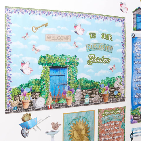 Eureka Curiosity Garden Floral Extra Wide Decorative Classroom Bulletin Board Trim for Teachers, 3.25" Wide, 12 Strips